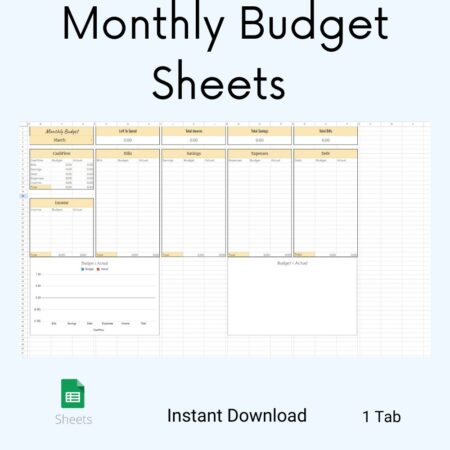 Monthly Budget Sheets