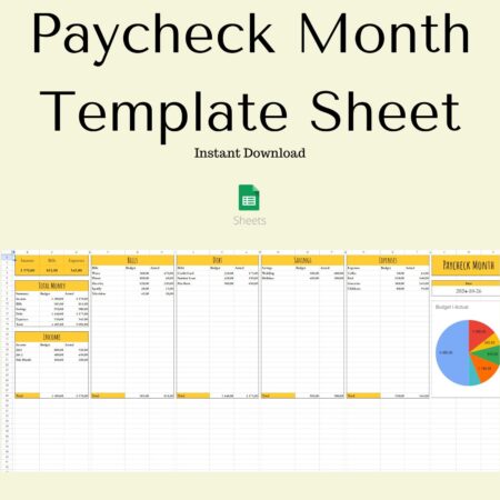 Paycheck Month Template spreadsheet